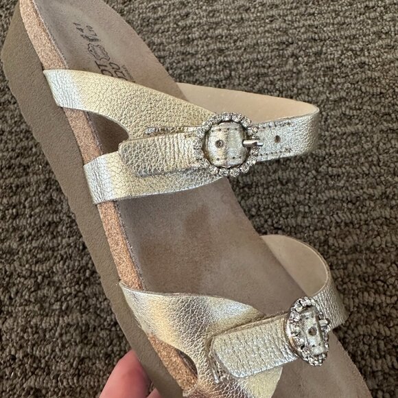 Naot Kate Slide Sandal in Radiant Gold with Rhinestone Buckles / Size 39 (US 8) - Picture 5 of 8